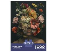 Puzzle De 1000 Pièces Floral Head Woman Colors Puzzle Adulte Jeu Familial Décoration Parfaite Cadeaux Uniques d'anniversaire Et De Noël 38x26cm/1000pcs
