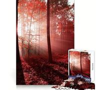 Puzzle de 1000 pièces Forêt d'automne Rouge pour Adolescents Amélioration de la mémoire Détente et Loisirs Découpe Nette Décoration Artistique (50x75cm)