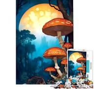 Puzzle de 1000 pièces Forêt de Champignons Fantastique avec Lune Jeu addictif pour cultiver la Patience Jeu éducatif Anti-Stress Cadeau d'anniversaire (Dimensions 50x75cm)