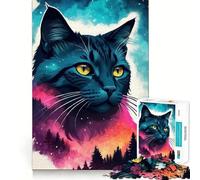 Puzzle de 1000 pièces Forêt de Chats mystiques pour Adultes, Silhouettes, Jeu intellectuel, Divertissement paisible, découpe précise, liste de souhaits du Père Noël (38x26cm)