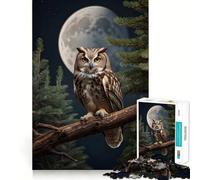 Puzzle de 1000 pièces Forêt de hiboux et Lune pour Adultes, Jeu Intelligent et Amusant à Assembler Ensemble, Cadeau saisonnier (38x26cm)