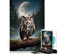 Puzzle de 1000 pièces Forêt de hiboux et Lune pour Adultes, Jouet Intelligent, activité à Domicile, découpe précise, décoration Murale (38x52cm)