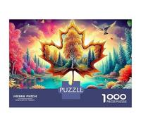 Puzzle de 1000 pièces « Forêt d'érables » de Maple Leaf World, sans poussière, épais et Mat, pour Adultes, à encadrer, idéal pour Les fêtes (38 x 26 cm).