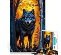 Puzzle de 1000 pièces Forêt des Loups et Pleine Lune pour Adolescents Stimulation Cognitive,Assemblage précis,Aucune pièce détachée,Passe-Temps captivant (38x26cm)