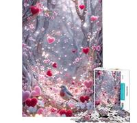 Puzzle de 1000 pièces Forêt en Forme de cœur Jeu Familial Stimulant l'intelligence et la mémoire (50x75cm)