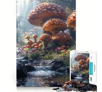 Puzzle de 1000 pièces Forêt Fantastique de Champignons pour Adultes Jeu de Concentration et de Réflexion Jeu Silencieux et Amusant Bords Serrés Cadeau de Noël (38x52cm)