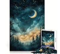 Puzzle de 1000 pièces Forêt Nocturne pour Adolescents Puzzle de mémoire Lumineux et Relaxant Cadeau Exquis (38x26cm)