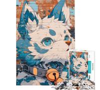 Puzzle de 1000 pièces Fresque Murale d'un Animal Poilu aux Yeux Bleus Jeu Impossible Difficile et Stimulant mais Amusant et Humoristique pour Les 14 Ans et Plus (50x75cm)