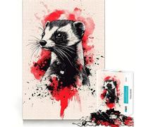 Puzzle de 1000 pièces Furet à Pattes Noires,pièces Parfaitement ajustées,Jouet créatif et Amusant,Moments de détente et de complicité,Cadeau de décoration d'anniversaire (50x75cm)