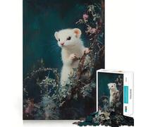 Puzzle de 1000 pièces Furet Blanc dans Le Feuillage pour Adolescents activité ludique et stimulante pour l’Esprit,pièces de Taille Uniforme et précises,idéale pour se détendre en Groupe à l’intérieur