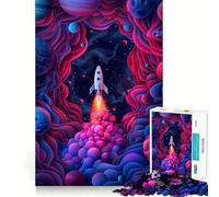 Puzzle de 1000 pièces Fusée Spatiale D pour Adultes Stimule la mémoire Joie familiale Assemblage Motif Vœux du Père Noël 38x26cm