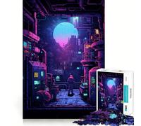 Puzzle de 1000 pièces Futur dystopique Art pixelisé Décoration idéale Jeu cognitif Cadeau Facile à Jouer Cadeau d'anniversaire (50x75cm)
