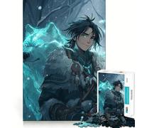 Puzzle de 1000 pièces Garçon Esprit Loup Hiver Premium Découpe Jeu Créatif et Amusant Paix Décoration Murale de Noël (50x75cm)