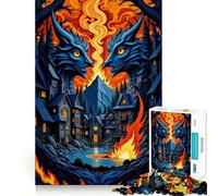 Puzzle de 1000 pièces Gardiens de Dragons de Pierre et feu dans Un Village pour Adolescents, activité de réflexion à Domicile, Bords précis, Cadeau Festif 38x52cm