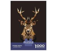 Puzzle De 1000 Pièces Geometric Deer Head Wall Art Print Puzzles pour Adultes : Un Casse-tête Amusant Et Stimulant À Réaliser. Cadeaux d'anniversaire Et De Noël Uniques 38x26cm/1000pcs