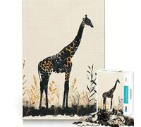 Puzzle de 1000 pièces Girafe Aquarelle dans Les Hautes Herbes pour Adolescents,activité ludique et stimulante,Taille Uniforme,pièces précises,Relaxation,activité de Groupe en intérieur (38x52cm)