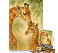 Puzzle de 1000 pièces Girafe et bébé à l'aquarelle (38x52cm) - Idéal pour Adolescents, développe la logique, Offre Un Moment de détente paisible et constitue Un Cadeau mémorable