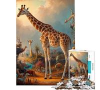 Puzzle de 1000 pièces Girafe Fantastique Jeu Difficile et Stimulant Décoration intérieure Jeu Manuel pour Les 14 Ans et Plus 50x75cm
