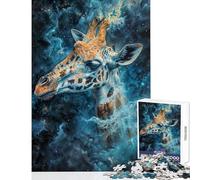 Puzzle de 1000 pièces Girafe Nébuleuse Cosmique Décoration Intérieure Jouet pour Les Jeux Jeu Éducatif Renforce l'amour des Couples Dimensions 50x75cm