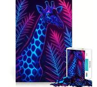 Puzzle de 1000 pièces Girafe néon dans Un décor Tropical pour Adultes Jeu d'exercice Mental Silencieux et Amusant Cadeau attentionné (38x52cm)