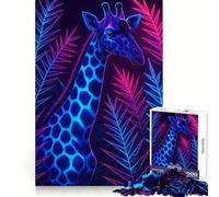 Puzzle de 1000 pièces Girafe néon dans Un décor Tropical pour Adultes Jeu d'exercice Mental Silencieux et Amusant Cadeau attentionné (38x52cm)