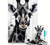 Puzzle de 1000 pièces Girafe Peinte à l'aquarelle Activité ludique et stimulante pour renforcer Les Liens familiaux Emboîtement Parfait sans espaces (50x75cm)