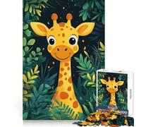Puzzle de 1000 pièces Girafe Souriante dans la Jungle pour Adultes Un Jeu Intelligent et Silencieux, aux découpes précises, Un Cadeau Original 50x75cm
