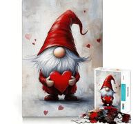 Puzzle de 1000 pièces GNOME de la Saint-Valentin Tenant Un cœur pour Adolescents Un Jeu Amusant et ressourçant,sans espaces,idéal pour Une soirée en Famille (50x75cm)