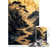 Puzzle de 1000 pièces Golden Flow in Twilight Jeu de réflexion avec découpe de précision décoration intérieure Jouet et Cadeau Unique pour Un Anniversaire (38x26cm)