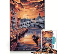 Puzzle de 1000 pièces Gondale au Coucher du Soleil à Venise pour Adolescents activité ludique et stimulante pour Les méninges,pièces de Taille Uniforme,idéale pour se détendre en Groupe à l’intérieur