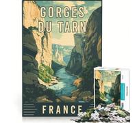 Puzzle de 1000 pièces Gorges du Tarn en France, Jeu Impossible, Découpe de précision, avec des pièces de Formes aléatoires Parfaitement emboîtables 38x52cm