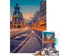 Puzzle de 1000 pièces Gran Vía Madrid Puzzle pour Adultes Jeu Anti-Stress Améliore la mémoire Idéal comme Cadeau pour Toute la Famille (Dimensions 38x26cm)
