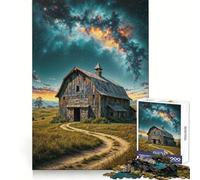 Puzzle de 1000 pièces Grange Rustique sous Ciel étoilé pour Adolescents, Jeu de logique Pure, détente et découpe Nette, Belle œuvre d'art (50x75cm)