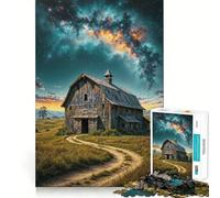 Puzzle de 1000 pièces Grange Rustique sous Ciel étoilé pour Adolescents, Jeu de logique Pure, détente et découpe Nette, Belle œuvre d'art (50x75cm)