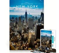 Puzzle de 1000 pièces Gratte-Ciel de New York Pièces aux découpes nettes Jeu de réflexion Moment de détente et de Divertissement Décoration de Noël (50x75cm)