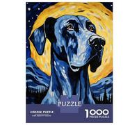 Puzzle De 1000 Pièces Great Dane Starry Night Puzzles pour Adultes - Anti-Stress - Interaction Parent-Enfant - Cadeaux d'anniversaire Et De Noël Uniques 52x38cm/1000pcs