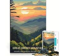 Puzzle de 1000 pièces Great Smoky Mountains,idéal pour décorer et stimuler la cognition,Cadeau Facile à Jouer,Jeu d'anniversaire (38x52cm)