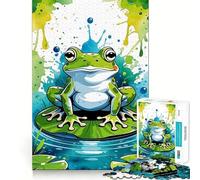 Puzzle de 1000 pièces Grenouille Aquarelle sur nénuphar Jeu de réflexion Assemblage Stable Pièces Qui ne bougent Pas Passe-Temps agréable pour Les Longs Week-Ends (38x52cm)