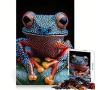 Puzzle de 1000 pièces Grenouille Bleu Orange Vibrant pour Adultes Puzzle pour Le Cerveau, Bien-être, Détente et Loisirs Cadeau Festif Parfait (50x75cm)