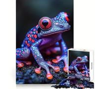 Puzzle de 1000 pièces Grenouille Bleue et Rouge éclatante pour Adolescents Bien-être cérébral Relaxation Facile Verrouillage Parfait (38x52cm)