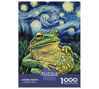 Puzzle de 1000 pièces Grenouille Étoile Nuit Adolescent Puzzles Anti-stress Jouets Décoration parfaite Cadeaux d'anniversaire et uniques 70 x 50 cm/1000 pièces