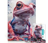 Puzzle de 1000 pièces Grenouille Rouge et Bleue pour Adolescents, Jeu de Puzzle Stimulant Le Cerveau, Jeu de Groupe, Art Assembler, Cadeau Classique (38x52cm)