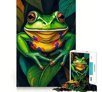 Puzzle de 1000 pièces Grenouille Souriante sur Feuille pour Adolescents, Jouet cognitif, Plaisir Lent, Bords de qualité supérieure, Cadeau du Père Noël 38x26cm