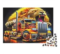 Puzzle de 1000 pièces Gros Camion Papier Recyclé Lion sur Gros Camion pour Adultes 14-99 Ans Décoration Maison et Cadeau 38x26cm/1000pcs