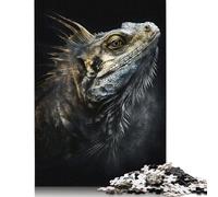 Puzzle de 1000 pièces, gros plan iguane, puzzle créatif en bois carré pour adultes, 1000 pièces (75 x 50 cm)