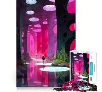 Puzzle de 1000 pièces Grotte Rose avec Cours d'eau pour Adultes Jeu Intelligent et Amusant Bords Lisses pour Les fêtes (38x26cm)