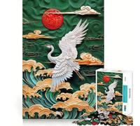 Puzzle de 1000 pièces Grue planant au-Dessus des Vagues dorées pour Adolescents, Jeu de logique, pièce de Collection découpée avec précision (38x26cm)