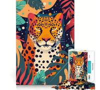 Puzzle de 1000 pièces Guépard Abstrait,Plat,découpe Premium,Jeu créatif et cérébral,pour Un Moment de Paix et de Divertissement,décoration Murale de Noël (50x75cm)