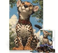 Puzzle de 1000 pièces Guépard aux Grands Yeux pour Adolescents Stimulation cérébrale Plaisir Occasionnel Découpe de qualité supérieure Cadeau spécial (38x26cm)