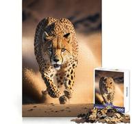 Puzzle de 1000 pièces Guépard Courant Devant la caméra pour Adolescents,entraînement Intelligent,évasion paisible,découpe Impeccable,Cadeau d'hiver (38x52cm)